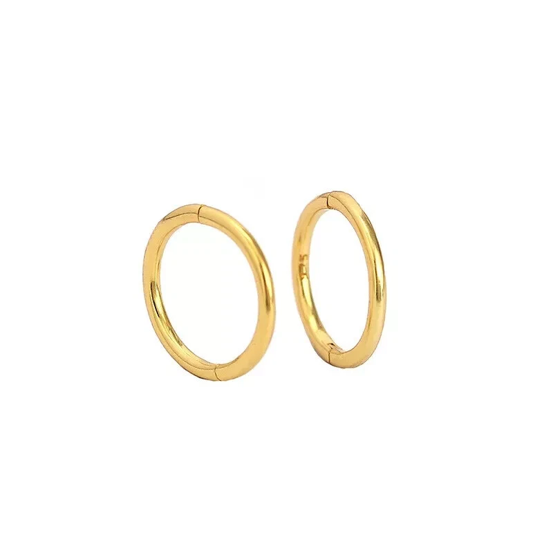 18ct Gold on Silver 925 hinged sleeper hoop earrings -6mm 8mm 10mm 12mm 16mm — 第 2/4 张图片