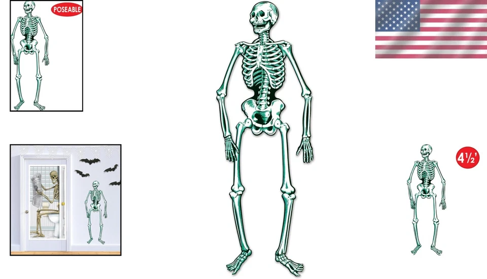 Decoración de recorte de esqueleto articulado posable para fiestas de Halloween - 55" Foto 2 de 4