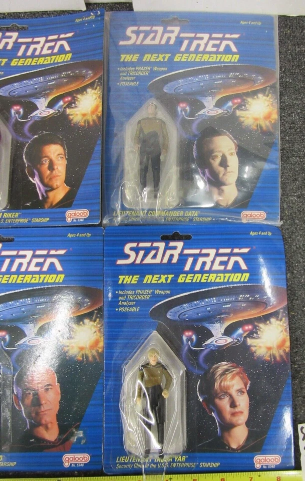 批量 6 件 复古 星际迷航 TNG 公仔 Picard Data Yar Riker Worf LaForge 3.75 — 第 4/4 张图片