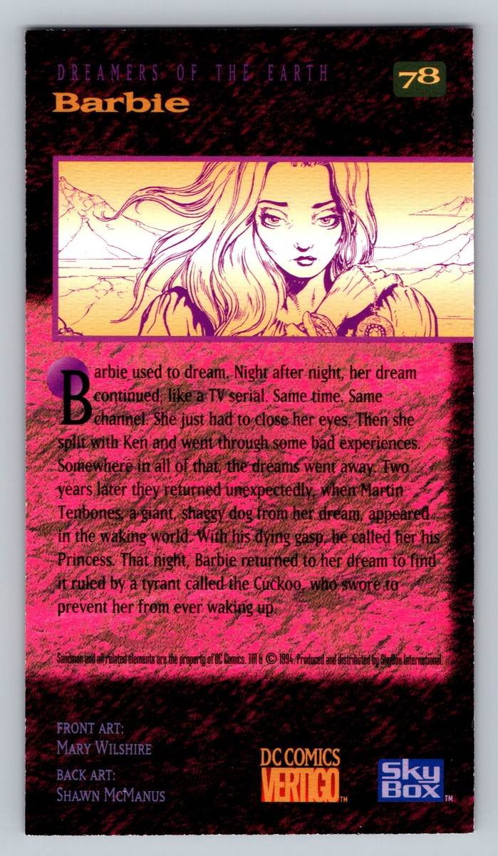 DC Comics Vertigo Sandman #78 Barbie Trading Card Skybox