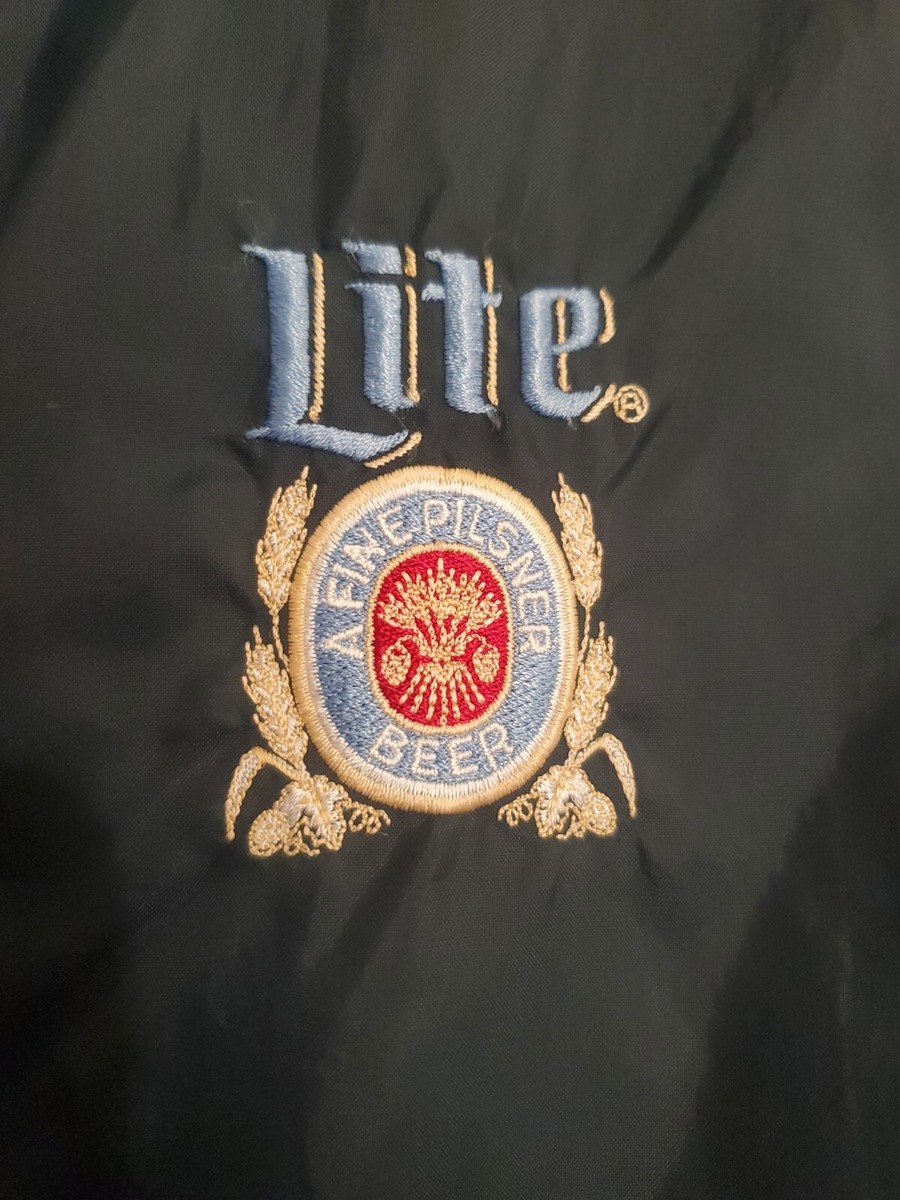 Vintage Miller Lite Beer Men's XL Nylon Snap Button Jacket