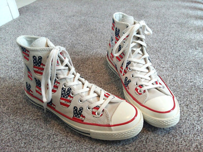 CONVERSE ALL STAR USA FLAGGE LEDER HI TOP BASEBALL STIEFEL SNEAKER GRÖßE UK 8 41,5