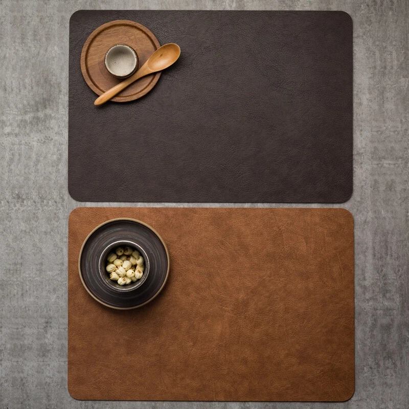 1/2/4 x Faux Leather Placemat Table Mat Heat Resistant Non-Slip Dining Decor Set - Image 4 of 4