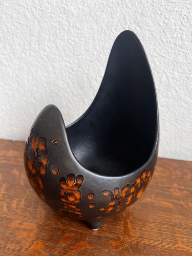 VINTAGE SASCHA BRASTOFF MID-CENTURY MODERN BOWL ORANGE AND BLACK - Picture 10 of 10
