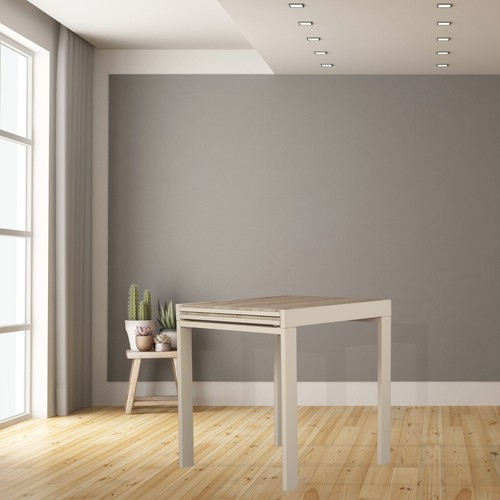 Tavolo Bar Cucina 70x70 Allungabile Mod. SANREMO Rovere Beige Cucina Tavolino - Foto 13 di 19