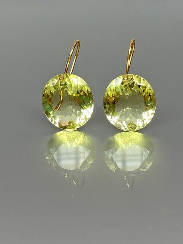 925 Sterling Silver Lemon Quartz Earrings Handmade Gold Fill Dangle Earrings - Picture 4 of 4
