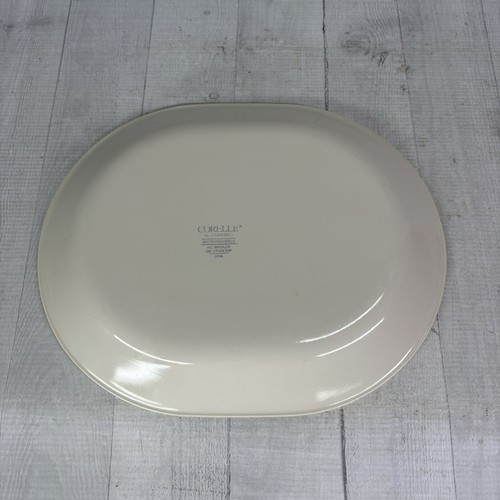 Corelle By Corning BLUE LILY Blue Trim Solid Cream Background 12.25 Oval Platter - Picture 7 of 17