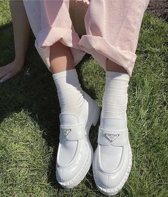 prada loafers white