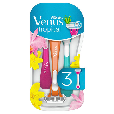 Gillette Venus Tropical Einwegrasierer Damen, 3 Damenrasierer Mit Komfortklingen