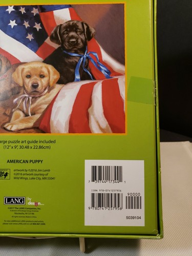 LANG - 500 Piece Puzzle -"American Puppy", Artwork by Jim Lamb - Linen Finish... - Picture 4 of 7