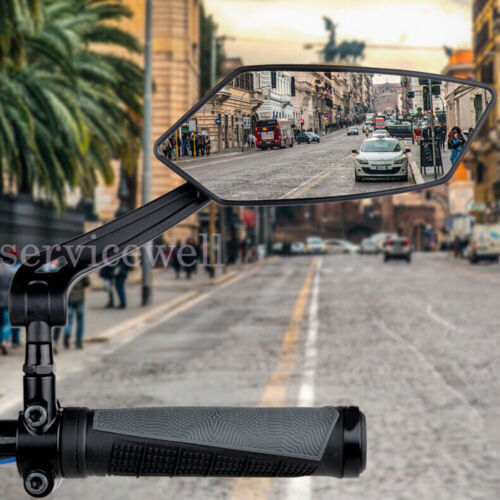Bicycle Bike Cycle Handlebar Rear View Mirrors Rearview Rectangle Back Mirror - Picture 3 of 15