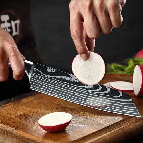 7.5" Küchenmesser Kochmesser Japanisches Damast Edelstahl Santoku Messer Scharf - Bild 16 von 19