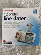 Officemate 12 Prefix Line Dater Stamp stock # 79001  NEW IN BOX