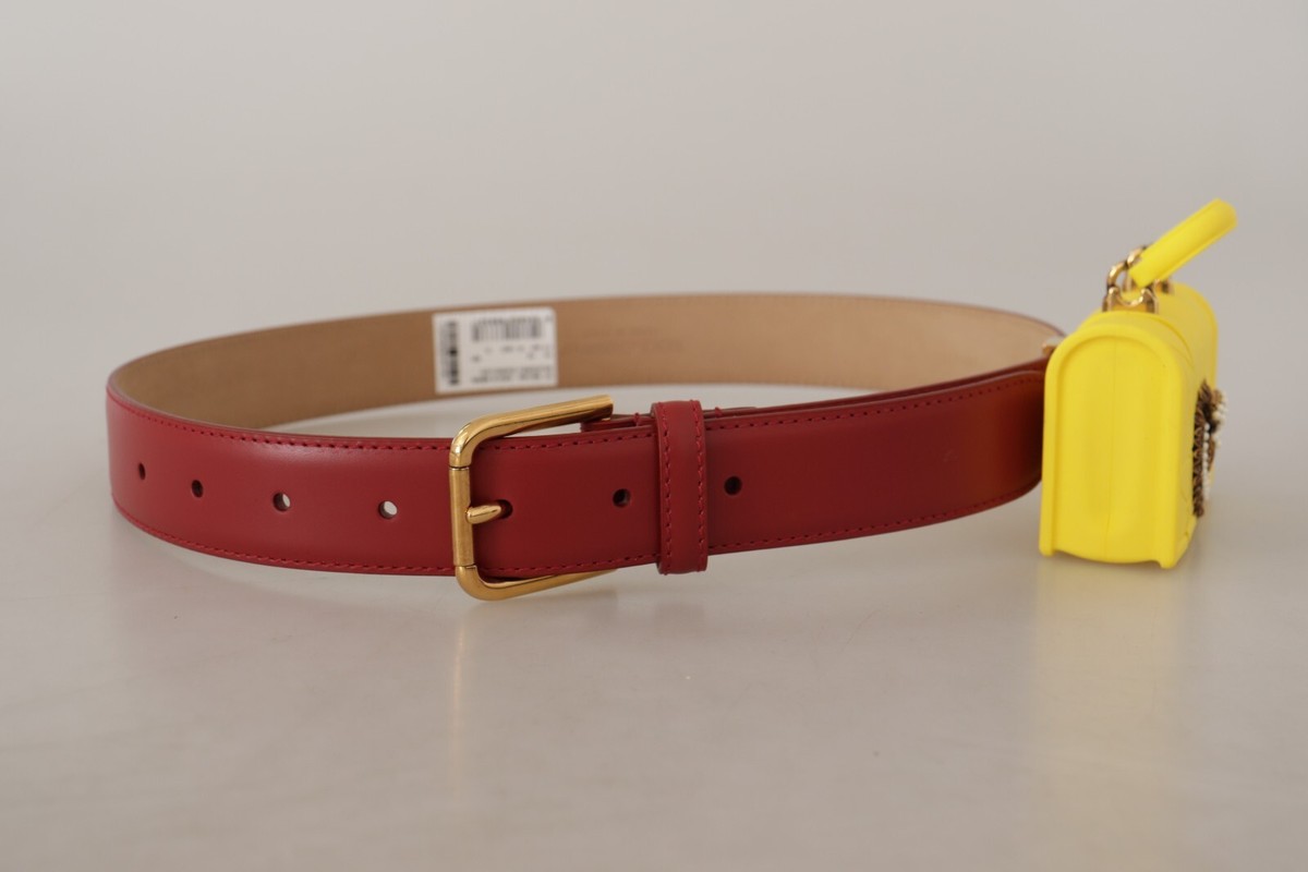 DOLCE & GABBANA Belt Red Leather Yellow DEVOTION Heart Bag  display picture 3