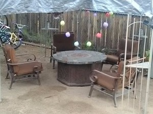 5 Piece Patio Set With Fire Pit And Gazebo Ebay