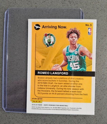 Panini NBA Hoops Premium Stock 2019 que llega ahora púrpura Romeo Langford novato radiocontrol - Imagen 3 de 5