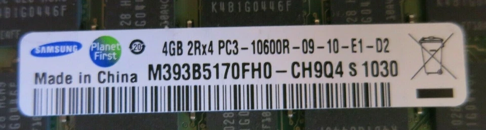 Samsung M393B5170FH0-CH9Q4 8GB (2x4GB) 2Rx4 PC3-10600 DDR3 ECC CL9 Memory RAM - Image 4 of 4