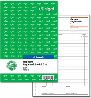 SIGEL RP510 Rapport / Regiebericht A5, 100 Blatt