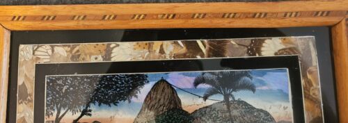 Vintage Butterfly Serving Tray Wood Glass Inlay Florida Bazar Industria Brasil - Picture 5 of 15