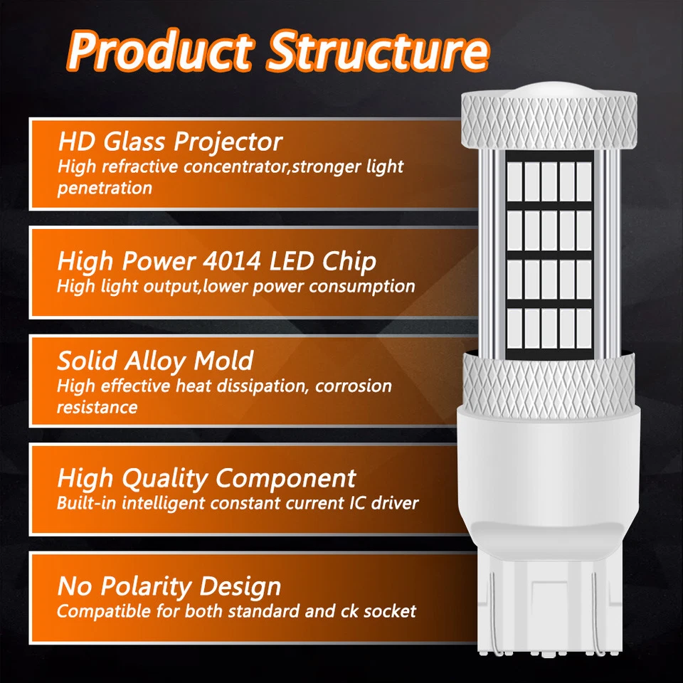 2X 7443 7440 92SMD Pure Red LED Brake Tail Stop Light Bulb Lamp T20 7444 WINETIS - Image 2 of 4