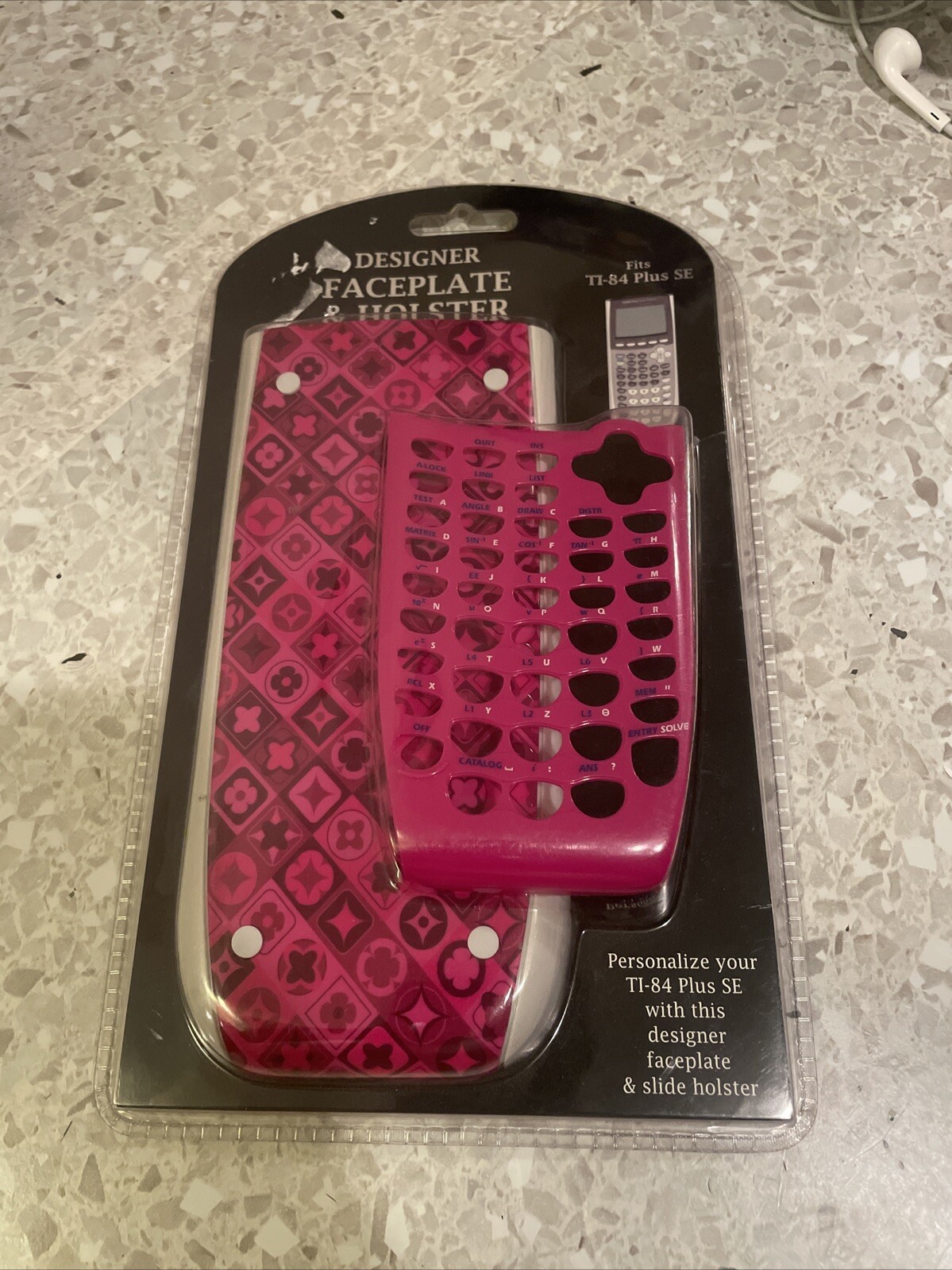 Designer Faceplate & Holster Pink TI-84 Plus SE. Calculator Cover And Holster
