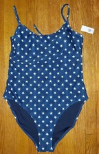 NWT Women's Old Navy Blue Stars One Piece Bathing Suit Adjustable Straps sz L