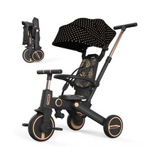 Cochecito triciclo para niño pequeño, triciclo plegable para bebé, bicicleta de equilibrio para niños con P...