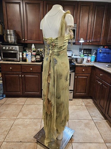 đŸ’¥STUNNING MANDALAY Evening COCKTAIL DRESS SILK Embellished GREEN 6 - Picture 7 of 19