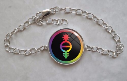 Choose a Gender LGBT Lesbian Gay Bisexual Trans 925 Sterling Silver Bracelet - Picture 1 of 18