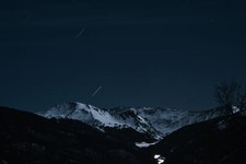 Landscape mountains snow night sky stars nature dark Custom Gaming Mat Desk