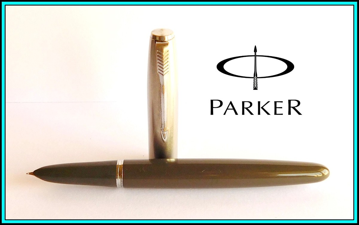 PARKER “21” Grey FOUNTAIN PEN w/Stainless Steel Cap AEROMETRIC