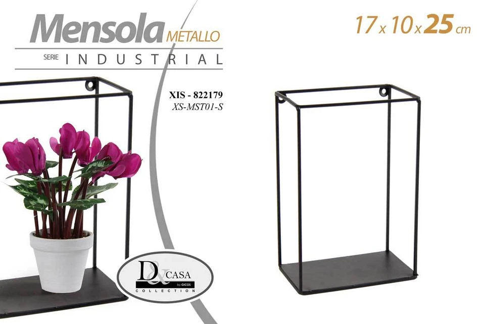 MENSOLA BACHECA PARETE SOSPESA RETTANGOLARE METALLO CLASSICO MODERNO 17*10*25 cm - Immagine 2 di 2