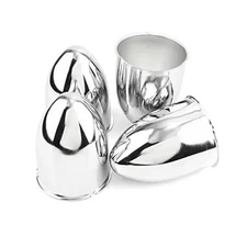 4Pcs 3.27inch Trailer Wheel 3.27" OD 4.53" H, Top Pointed, Chrome 4Pcs Chrome