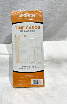 uPunch 100 Time Cards for CR1000 Digital Time Clock and Date Stamp