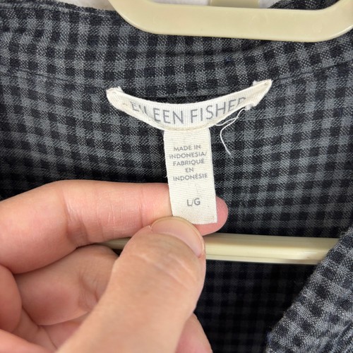 Eileen Fisher Puckered Organic Linen Shirtdress Large boxy loose sustainable - Picture 6 of 7