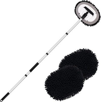 62'' Car Wash Brush Kit Mitt Mop Sponge with Long Handle Chenill Color: C-black