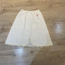 St Michael Vintage Cotton Feel Half Slip Lace Trim Cream Petticoat UK 14-16 BNWT