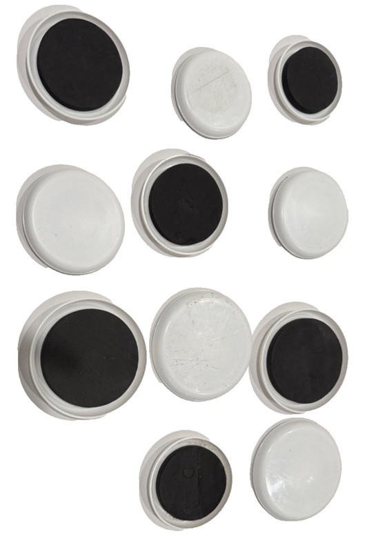 Lot of 11 White Furniture Sliders 4 3/4, 4, 3 3/8 inch Reusable Floor Protectors