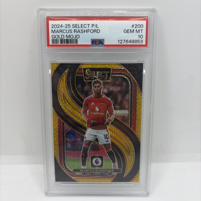 Marcus Rashford 2024-25 Select PL Mezzanine Gold Mojo Prizm /10 PSA 10 #200
