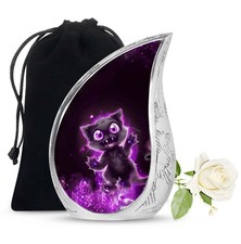 Glowing Pink Cat Large Urn For Ashes Adult Mother  Father 10 Inch 
