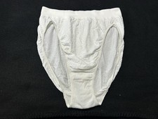 Vtg BALI 2503 Patterned Wide Waistband Hi-Cut Sz 8/9 White Panties 398