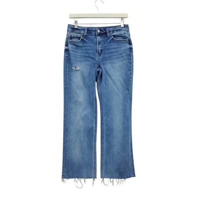 Flying Monkey Womens Y2K Grunge Straight Ankle Jeans 28 Blue Distressed Raw Hem