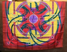 100% Authentic NEW Hermes Silk Scarf LA Promenade Du Matin Rouge 36 x 36 Inch
