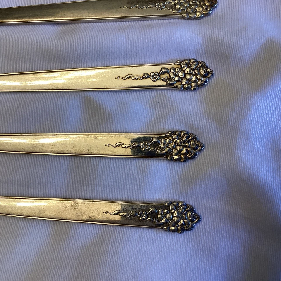 Tenedores de cóctel Gorham King Edward de plata esterlina (8) 6 pulgadas plateados Foto 4 de 4