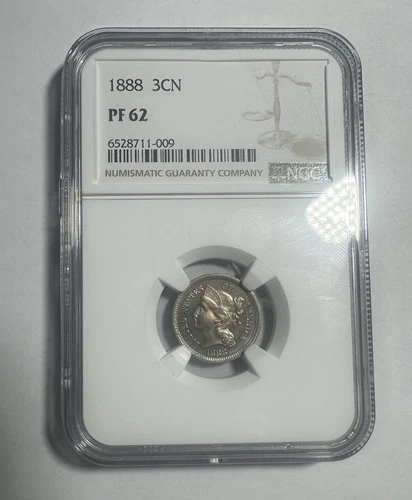 1888 Three-Cent Nickel 3CN Proof PF 62 NGC Monster Blue Sunset Toning Both Sides