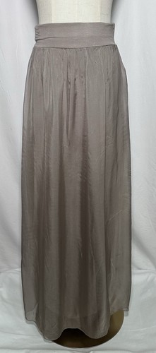 Baci Damen Maxi Schlupf Rock Seide Small/Medium Quiet Luxus Demure Boho Grau