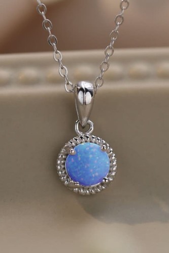 Opal Round Pendant Chain Necklace - Picture 5 of 9