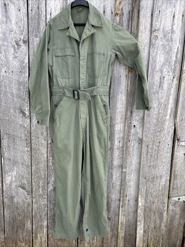 VTG 40s WW2 HBT 13 Star Military Coveralls Jumpsuit Herringbone Twill Mens 36 38