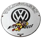 Vintage Volkswagen Sign - Porcelain Dealership Sales VW Mighty Mouse Gas Sign