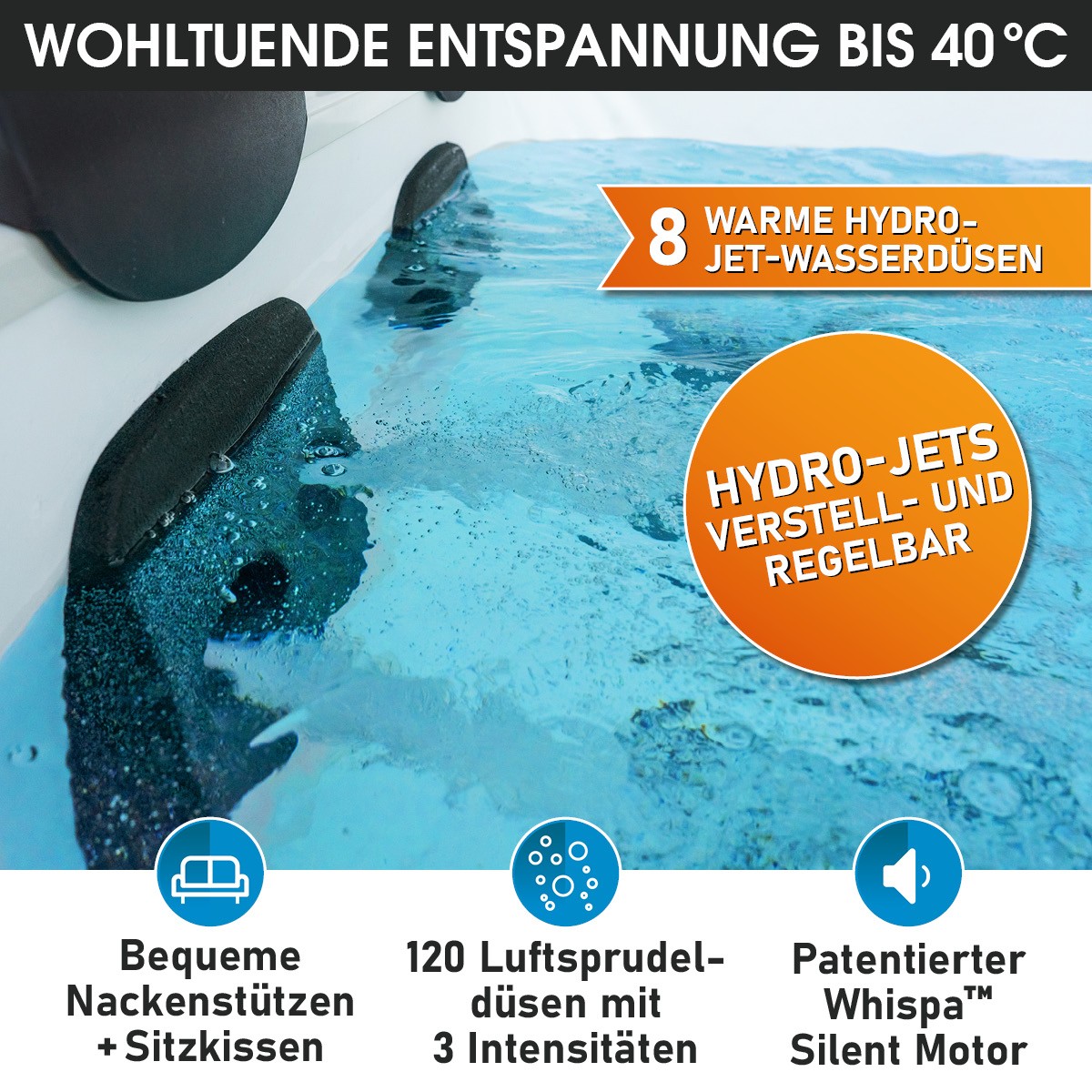 Whirlpool MSpa Oslo 6 Personen mit fester Außenwand 160x160x65cm In-Outdoor Pool